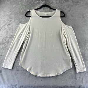 Old Navy Sweater Women's M Ivory Off White Cold Shoulder Long Sleeve